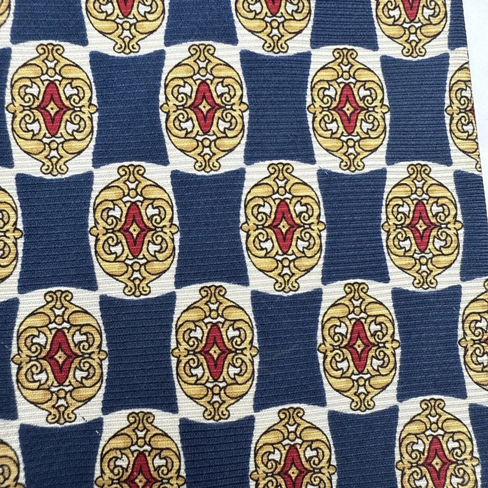 Robert Talbott Best Of Class Nordstrom Tie Blue Gold Heraldic Medalion USA 58